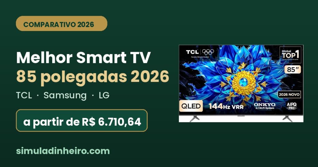 Melhor Smart TV 85 Polegadas 2026: TCL, Samsung ou LG?