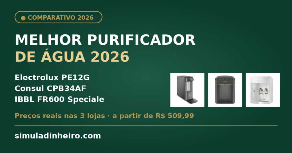 Melhor Purificador de Água 2026: Electrolux PE12G, Consul CPB34AF ou IBBL FR600?