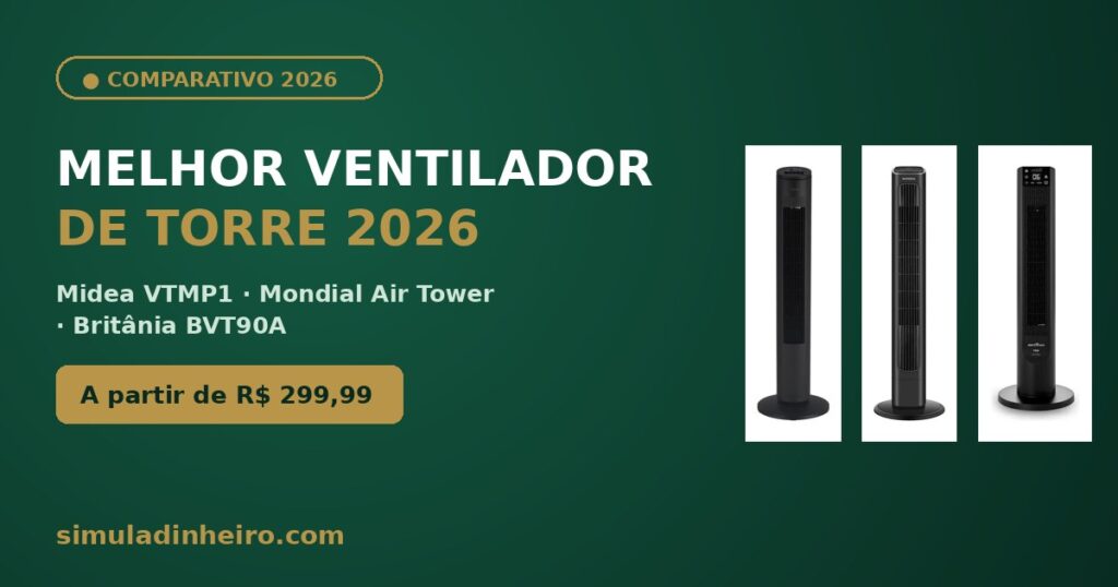 Melhor Ventilador de Torre 2026: Midea VTMP1, Mondial Air Tower ou Britânia BVT90A?