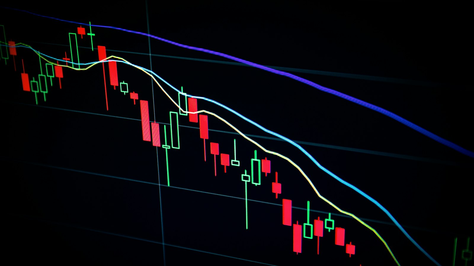 Gráfico de mercado na tela escura